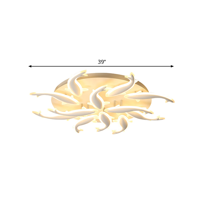 Acrylic Fishes LED Flush Mount Light Fixture Modern 3/5/9 Lights Ceiling Mounted Lighting in Warm/White/Natural Light Clearhalo 'Ceiling Lights' 'Close To Ceiling Lights' 'Close to ceiling' 'Semi-flushmount' Lighting' 1207945