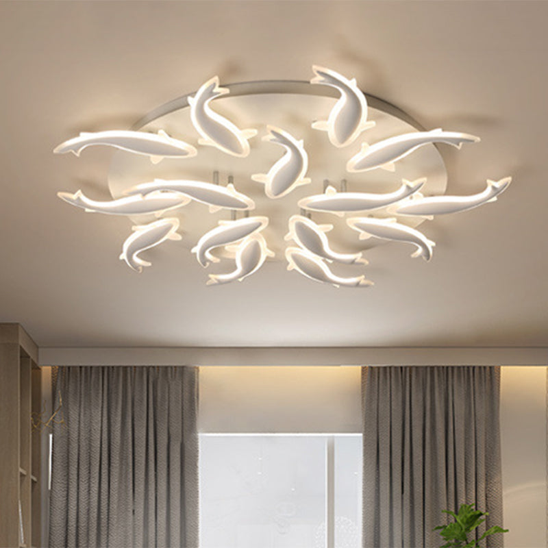 Acrylic Fishes LED Flush Mount Light Fixture Modern 3/5/9 Lights Ceiling Mounted Lighting in Warm/White/Natural Light Clearhalo 'Ceiling Lights' 'Close To Ceiling Lights' 'Close to ceiling' 'Semi-flushmount' Lighting' 1207948