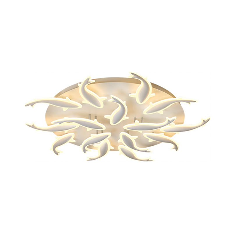 Acrylic Fishes LED Flush Mount Light Fixture Modern 3/5/9 Lights Ceiling Mounted Lighting in Warm/White/Natural Light Clearhalo 'Ceiling Lights' 'Close To Ceiling Lights' 'Close to ceiling' 'Semi-flushmount' Lighting' 1207949