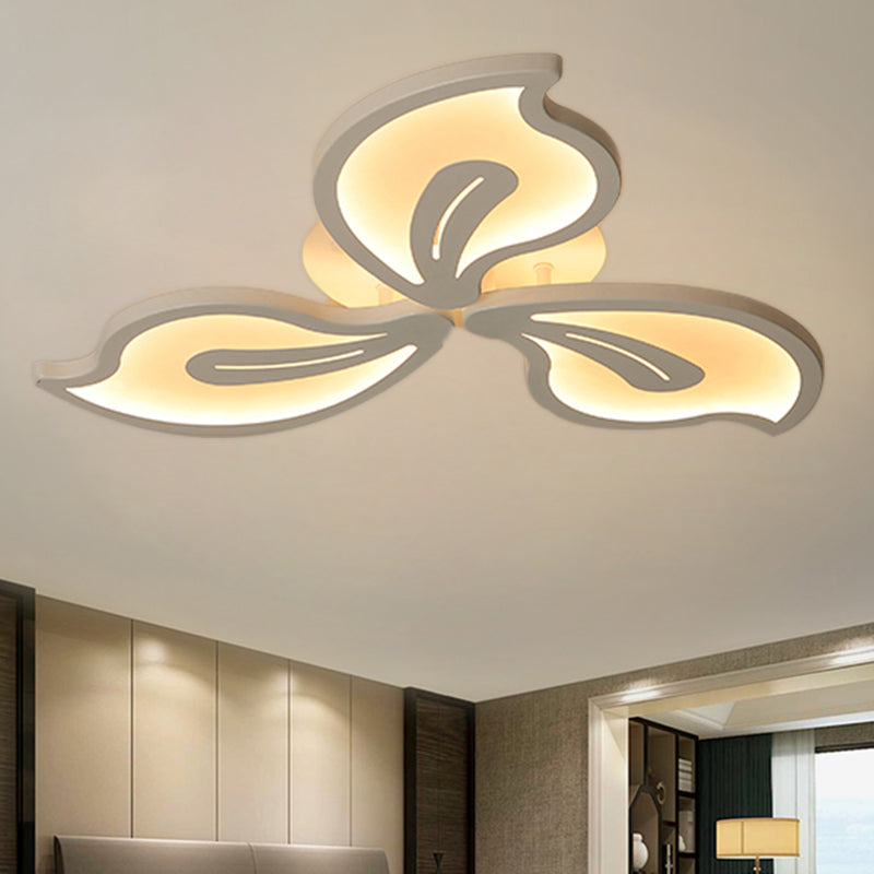 Bauhinia Leaf Flush Light Modern Acrylic 3/5/9-Light Living Room LED Ceiling Lamp in Warm/White/Natural Light Clearhalo 'Ceiling Lights' 'Close To Ceiling Lights' 'Close to ceiling' 'Semi-flushmount' Lighting' 1207963