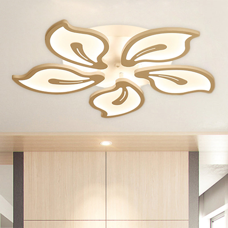 Bauhinia Leaf Flush Light Modern Acrylic 3/5/9-Light Living Room LED Ceiling Lamp in Warm/White/Natural Light Clearhalo 'Ceiling Lights' 'Close To Ceiling Lights' 'Close to ceiling' 'Semi-flushmount' Lighting' 1207967