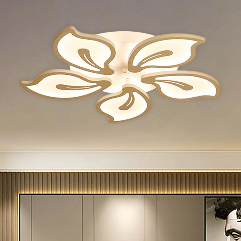 Bauhinia Leaf Flush Light Modern Acrylic 3/5/9-Light Living Room LED Ceiling Lamp in Warm/White/Natural Light Clearhalo 'Ceiling Lights' 'Close To Ceiling Lights' 'Close to ceiling' 'Semi-flushmount' Lighting' 1207968