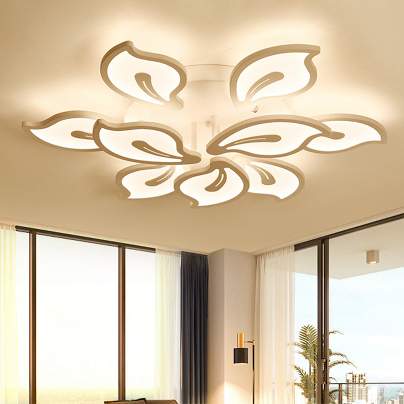 Bauhinia Leaf Flush Light Modern Acrylic 3/5/9-Light Living Room LED Ceiling Lamp in Warm/White/Natural Light Clearhalo 'Ceiling Lights' 'Close To Ceiling Lights' 'Close to ceiling' 'Semi-flushmount' Lighting' 1207972