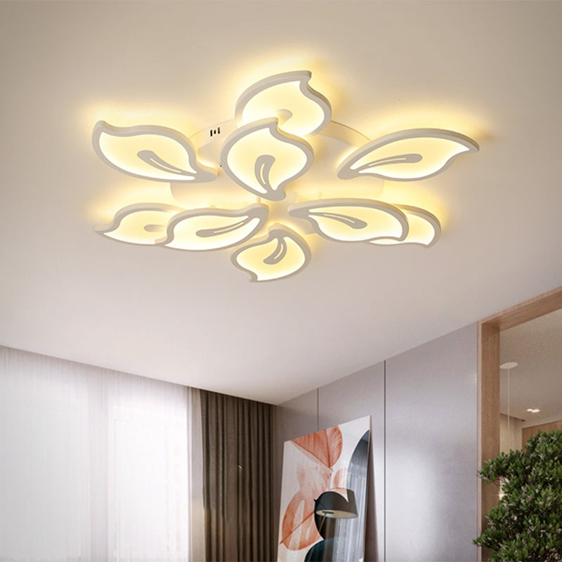 Bauhinia Leaf Flush Light Modern Acrylic 3/5/9-Light Living Room LED Ceiling Lamp in Warm/White/Natural Light Clearhalo 'Ceiling Lights' 'Close To Ceiling Lights' 'Close to ceiling' 'Semi-flushmount' Lighting' 1207973