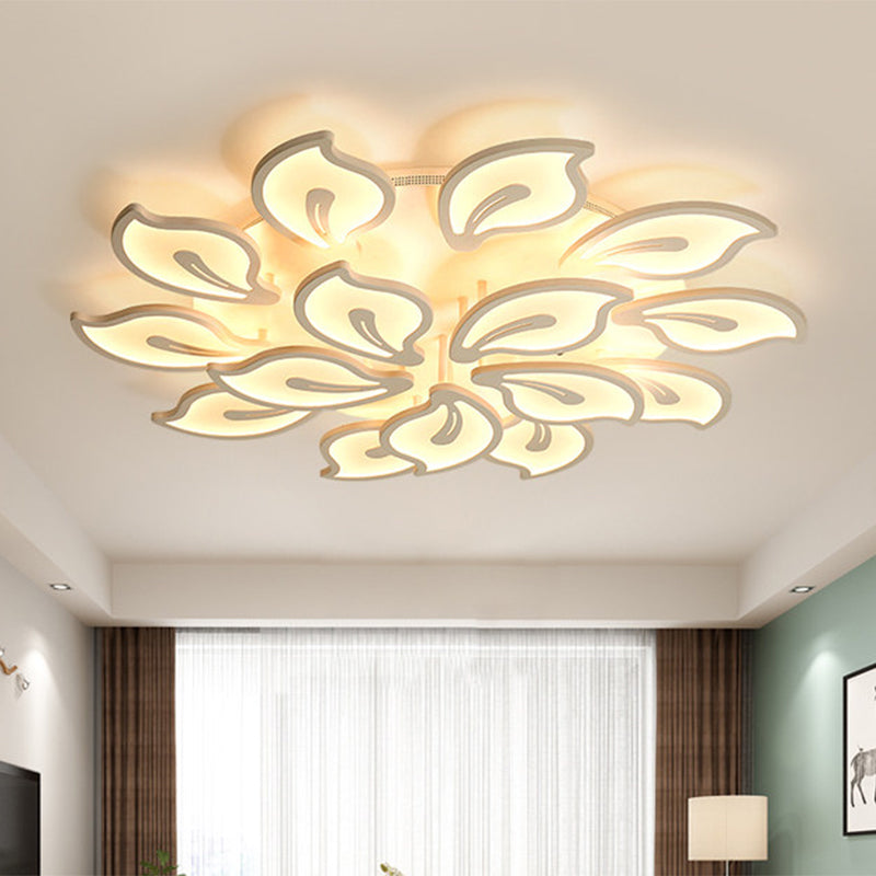 Bauhinia Leaf Flush Light Modern Acrylic 3/5/9-Light Living Room LED Ceiling Lamp in Warm/White/Natural Light Clearhalo 'Ceiling Lights' 'Close To Ceiling Lights' 'Close to ceiling' 'Semi-flushmount' Lighting' 1207983