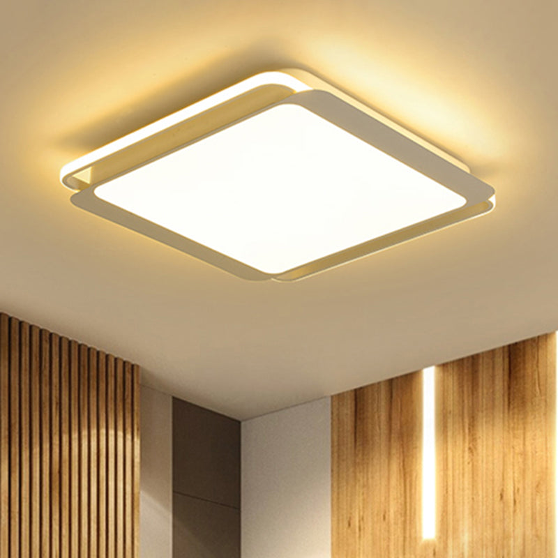 Modern Metal Square Ceiling Flush Mount Light LED 18"/23.5" W White Bedroom Flush Mount Lamp in Warm/White White Clearhalo 'Ceiling Lights' 'Close To Ceiling Lights' 'Close to ceiling' 'Flush mount' Lighting' 1208015