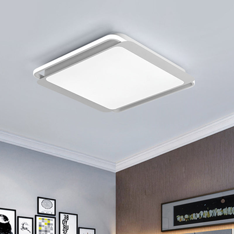 Modern Metal Square Ceiling Flush Mount Light LED 18"/23.5" W White Bedroom Flush Mount Lamp in Warm/White Clearhalo 'Ceiling Lights' 'Close To Ceiling Lights' 'Close to ceiling' 'Flush mount' Lighting' 1208016