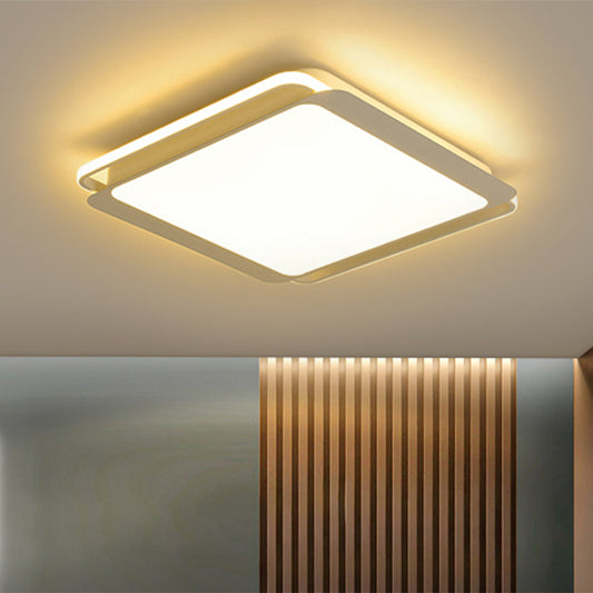 Modern Metal Square Ceiling Flush Mount Light LED 18"/23.5" W White Bedroom Flush Mount Lamp in Warm/White Clearhalo 'Ceiling Lights' 'Close To Ceiling Lights' 'Close to ceiling' 'Flush mount' Lighting' 1208017