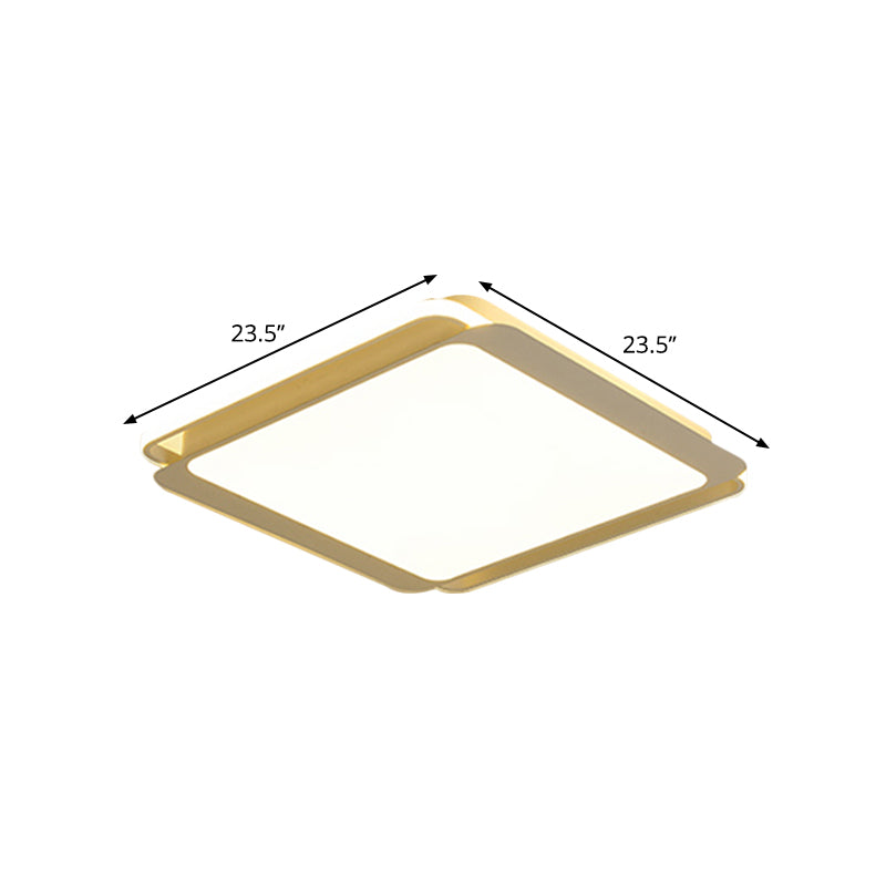 Modern Metal Square Ceiling Flush Mount Light LED 18"/23.5" W White Bedroom Flush Mount Lamp in Warm/White Clearhalo 'Ceiling Lights' 'Close To Ceiling Lights' 'Close to ceiling' 'Flush mount' Lighting' 1208020