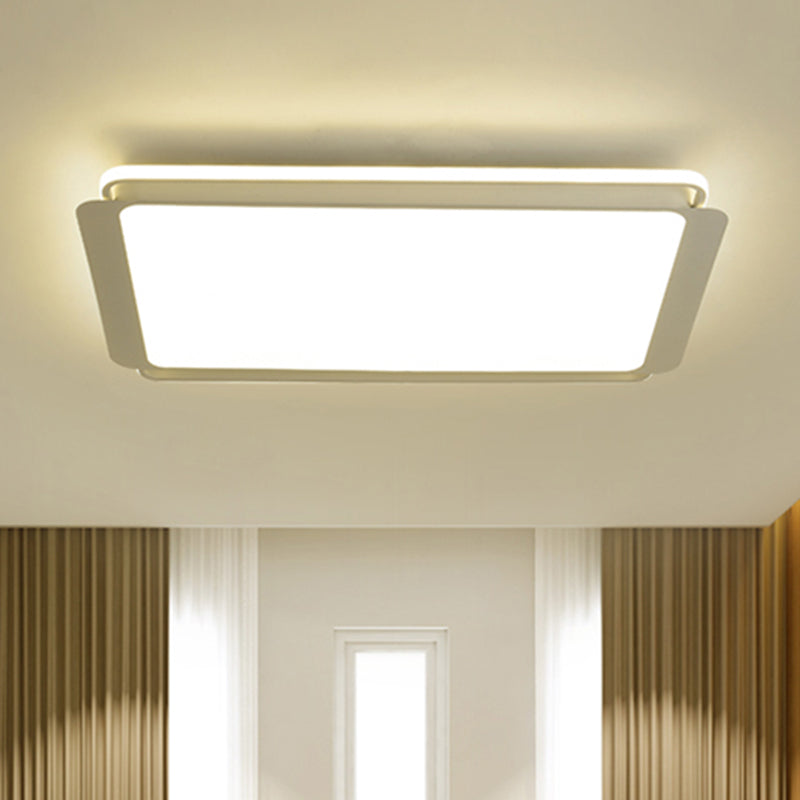 White Rectangular Flush Mount Lighting Simple Metal Integrated LED 35.5"/43" Wide Ceiling Light Fixture for Living Room in Warm/White Clearhalo 'Ceiling Lights' 'Close To Ceiling Lights' 'Close to ceiling' 'Flush mount' Lighting' 1208022