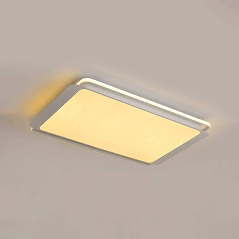 White Rectangular Flush Mount Lighting Simple Metal Integrated LED 35.5"/43" Wide Ceiling Light Fixture for Living Room in Warm/White Clearhalo 'Ceiling Lights' 'Close To Ceiling Lights' 'Close to ceiling' 'Flush mount' Lighting' 1208024