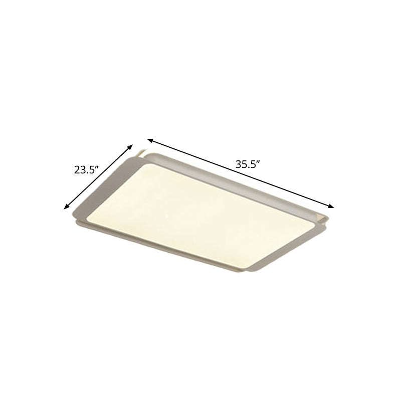 White Rectangular Flush Mount Lighting Simple Metal Integrated LED 35.5"/43" Wide Ceiling Light Fixture for Living Room in Warm/White Clearhalo 'Ceiling Lights' 'Close To Ceiling Lights' 'Close to ceiling' 'Flush mount' Lighting' 1208025