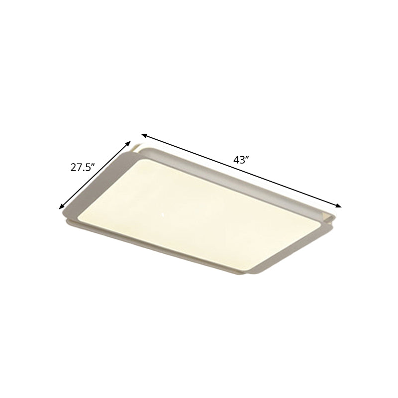 White Rectangular Flush Mount Lighting Simple Metal Integrated LED 35.5"/43" Wide Ceiling Light Fixture for Living Room in Warm/White Clearhalo 'Ceiling Lights' 'Close To Ceiling Lights' 'Close to ceiling' 'Flush mount' Lighting' 1208026