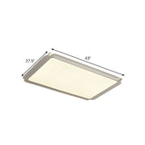 White Rectangular Flush Mount Lighting Simple Metal Integrated LED 35.5"/43" Wide Ceiling Light Fixture for Living Room in Warm/White Clearhalo 'Ceiling Lights' 'Close To Ceiling Lights' 'Close to ceiling' 'Flush mount' Lighting' 1208026