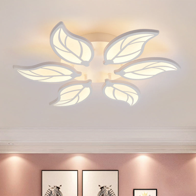 Contemporary Leaf Acrylic Flush Mount Light Fixture 6/9/12 Lights LED Ceiling Flushmount in White/Warm/Natural Light Clearhalo 'Ceiling Lights' 'Close To Ceiling Lights' 'Close to ceiling' 'Semi-flushmount' Lighting' 1208028