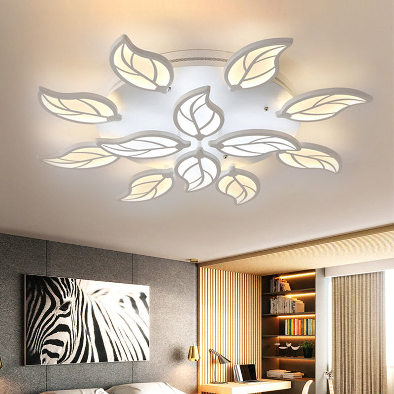 Contemporary Leaf Acrylic Flush Mount Light Fixture 6/9/12 Lights LED Ceiling Flushmount in White/Warm/Natural Light Clearhalo 'Ceiling Lights' 'Close To Ceiling Lights' 'Close to ceiling' 'Semi-flushmount' Lighting' 1208039