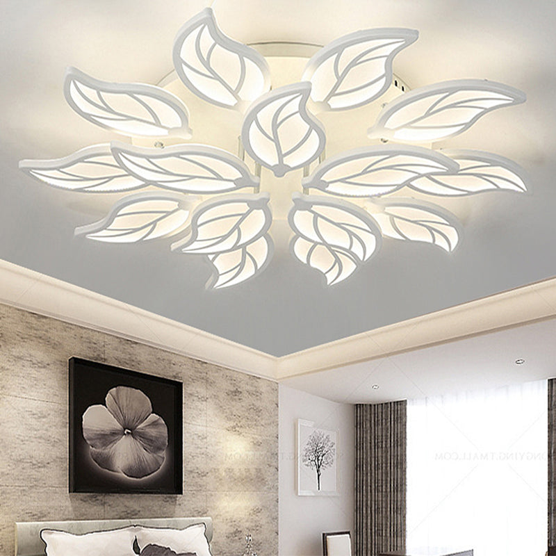 Contemporary Leaf Acrylic Flush Mount Light Fixture 6/9/12 Lights LED Ceiling Flushmount in White/Warm/Natural Light Clearhalo 'Ceiling Lights' 'Close To Ceiling Lights' 'Close to ceiling' 'Semi-flushmount' Lighting' 1208043