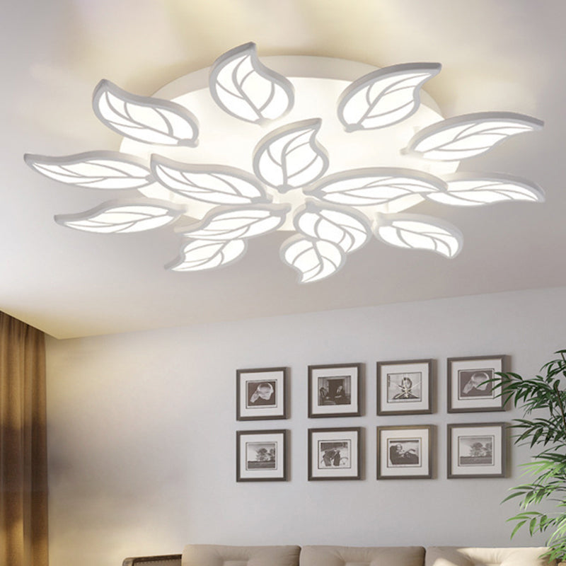 Contemporary Leaf Acrylic Flush Mount Light Fixture 6/9/12 Lights LED Ceiling Flushmount in White/Warm/Natural Light Clearhalo 'Ceiling Lights' 'Close To Ceiling Lights' 'Close to ceiling' 'Semi-flushmount' Lighting' 1208044