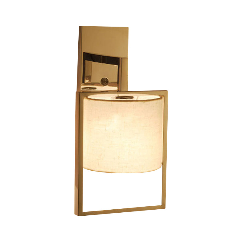 Contemporary Cylinder Sconce Light Fixture Fabric 1 Light Wall Sconce Lighting in Chrome Clearhalo 'Modern wall lights' 'Modern' 'Wall Lamps & Sconces' 'Wall Lights' Lighting' 1208107