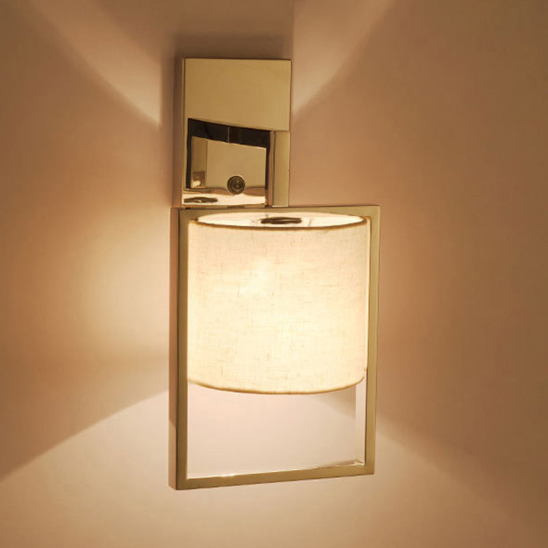 Contemporary Cylinder Sconce Light Fixture Fabric 1 Light Wall Sconce Lighting in Chrome Clearhalo 'Modern wall lights' 'Modern' 'Wall Lamps & Sconces' 'Wall Lights' Lighting' 1208108