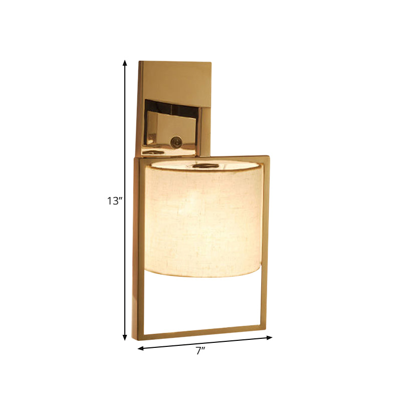 Contemporary Cylinder Sconce Light Fixture Fabric 1 Light Wall Sconce Lighting in Chrome Clearhalo 'Modern wall lights' 'Modern' 'Wall Lamps & Sconces' 'Wall Lights' Lighting' 1208109