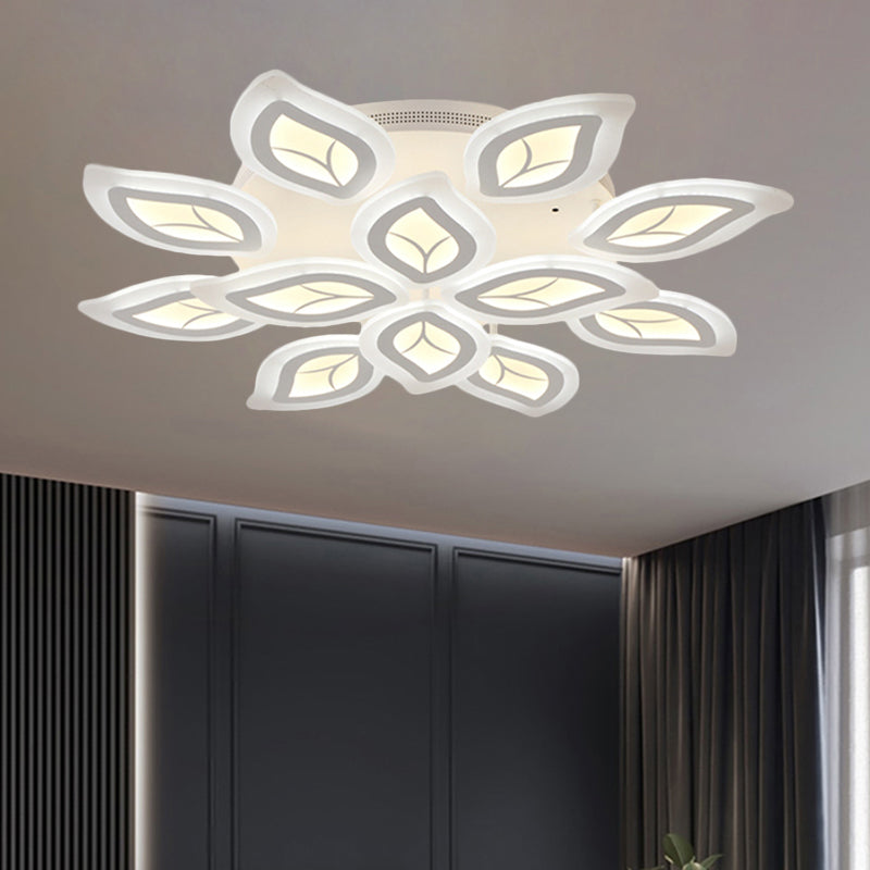 Leaf Flush Mount Light Modern Acrylic 4/6/9-Light White LED Ceiling Fixture in Warm/White/Natural Light Clearhalo 'Ceiling Lights' 'Close To Ceiling Lights' 'Close to ceiling' 'Semi-flushmount' Lighting' 1208137