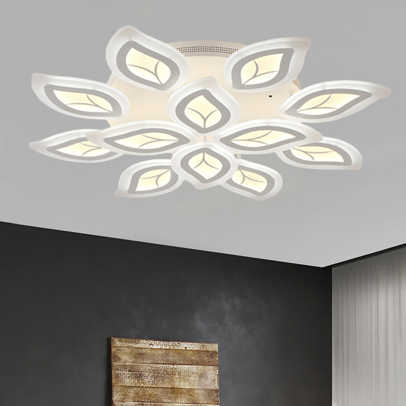 Leaf Flush Mount Light Modern Acrylic 4/6/9-Light White LED Ceiling Fixture in Warm/White/Natural Light Clearhalo 'Ceiling Lights' 'Close To Ceiling Lights' 'Close to ceiling' 'Semi-flushmount' Lighting' 1208138