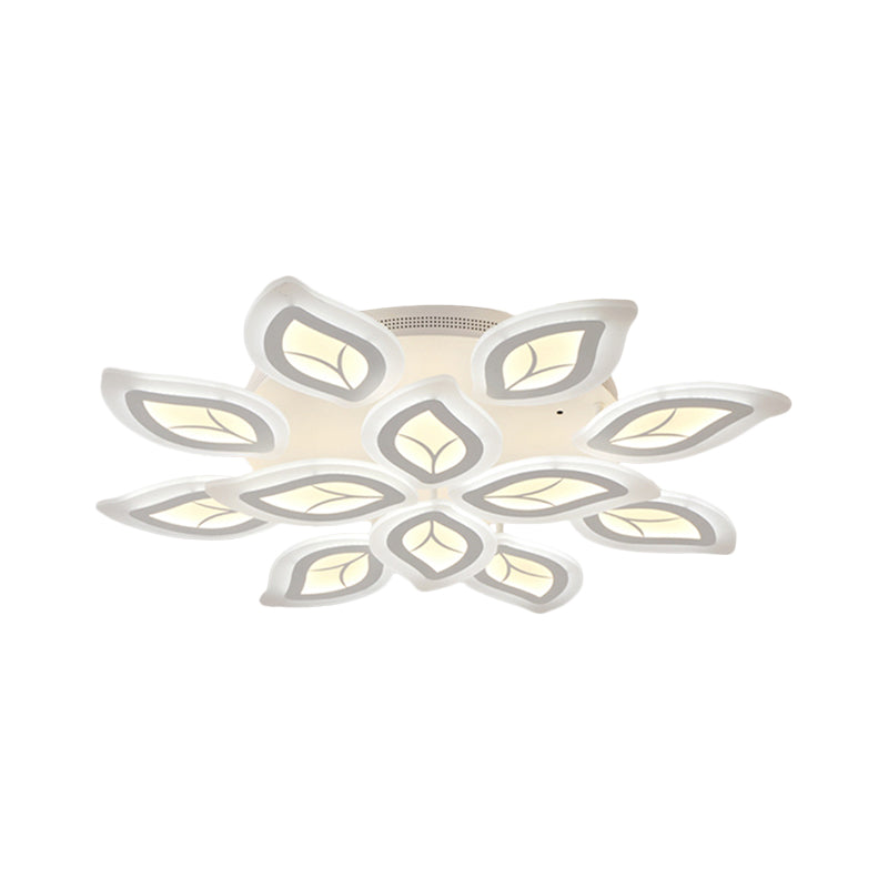 Leaf Flush Mount Light Modern Acrylic 4/6/9-Light White LED Ceiling Fixture in Warm/White/Natural Light Clearhalo 'Ceiling Lights' 'Close To Ceiling Lights' 'Close to ceiling' 'Semi-flushmount' Lighting' 1208139