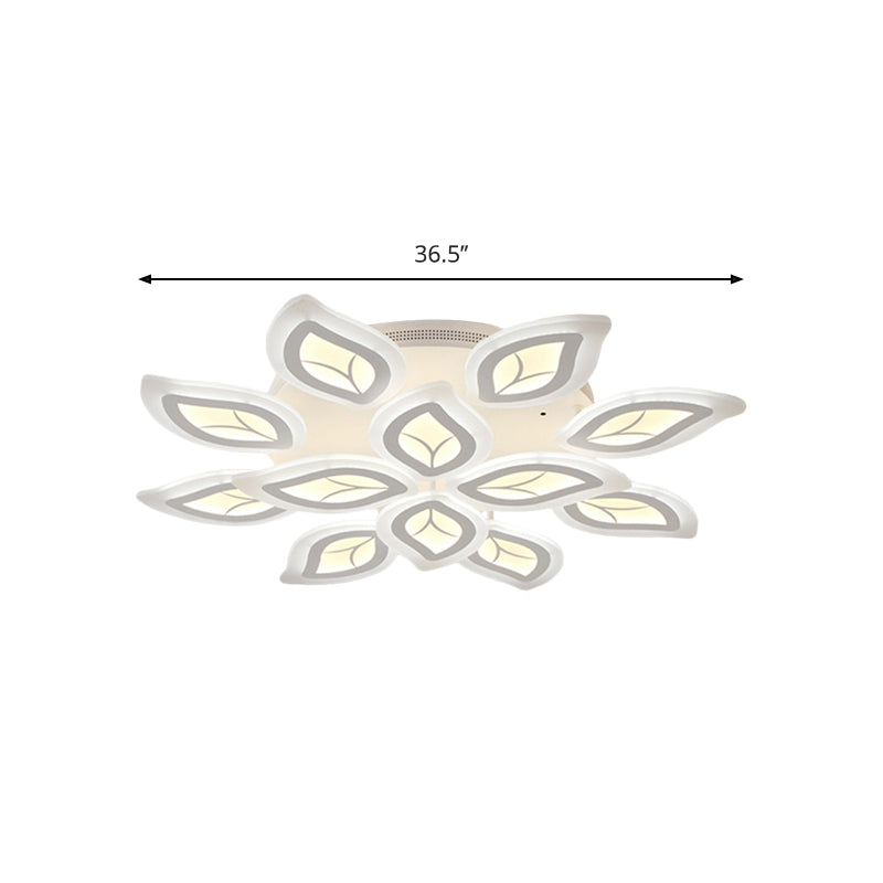 Leaf Flush Mount Light Modern Acrylic 4/6/9-Light White LED Ceiling Fixture in Warm/White/Natural Light Clearhalo 'Ceiling Lights' 'Close To Ceiling Lights' 'Close to ceiling' 'Semi-flushmount' Lighting' 1208140