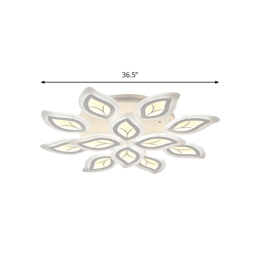 Leaf Flush Mount Light Modern Acrylic 4/6/9-Light White LED Ceiling Fixture in Warm/White/Natural Light Clearhalo 'Ceiling Lights' 'Close To Ceiling Lights' 'Close to ceiling' 'Semi-flushmount' Lighting' 1208140