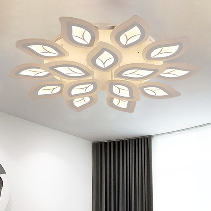 Leaf Flush Mount Light Modern Acrylic 4/6/9-Light White LED Ceiling Fixture in Warm/White/Natural Light Clearhalo 'Ceiling Lights' 'Close To Ceiling Lights' 'Close to ceiling' 'Semi-flushmount' Lighting' 1208142