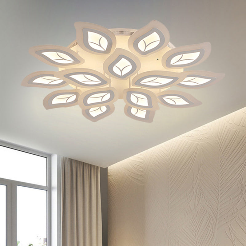 Leaf Flush Mount Light Modern Acrylic 4/6/9-Light White LED Ceiling Fixture in Warm/White/Natural Light Clearhalo 'Ceiling Lights' 'Close To Ceiling Lights' 'Close to ceiling' 'Semi-flushmount' Lighting' 1208143