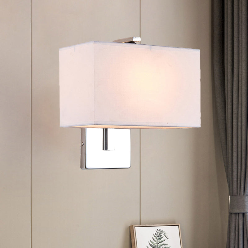 Contemporary Rectangle Wall Light Fixture Fabric LED Wall Sconce Lighting in Chrome for Living Room Chrome A Clearhalo 'Modern wall lights' 'Modern' 'Wall Lamps & Sconces' 'Wall Lights' Lighting' 1208160