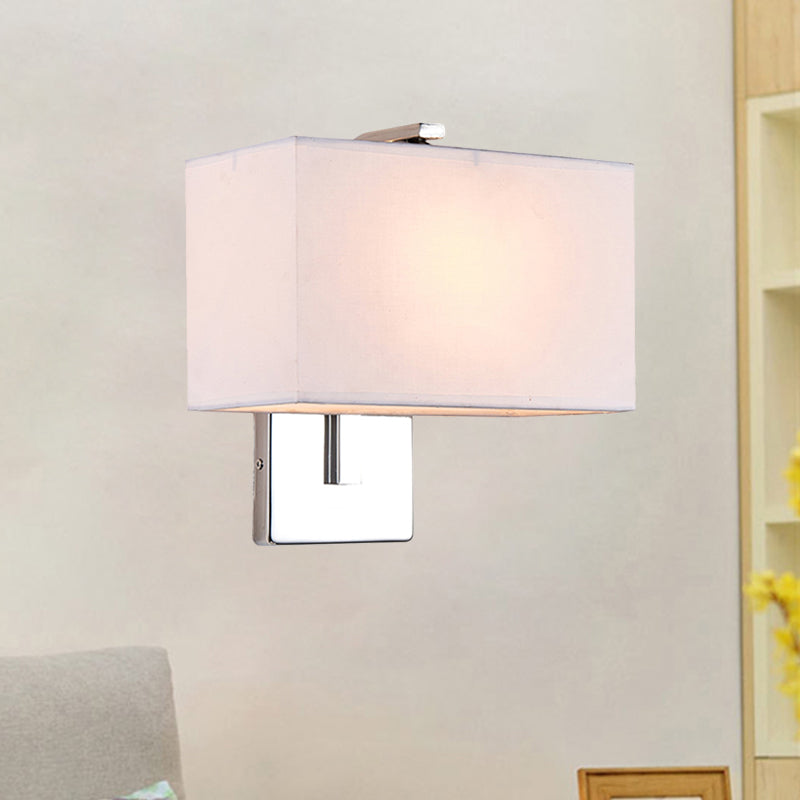 Contemporary Rectangle Wall Light Fixture Fabric LED Wall Sconce Lighting in Chrome for Living Room Clearhalo 'Modern wall lights' 'Modern' 'Wall Lamps & Sconces' 'Wall Lights' Lighting' 1208162