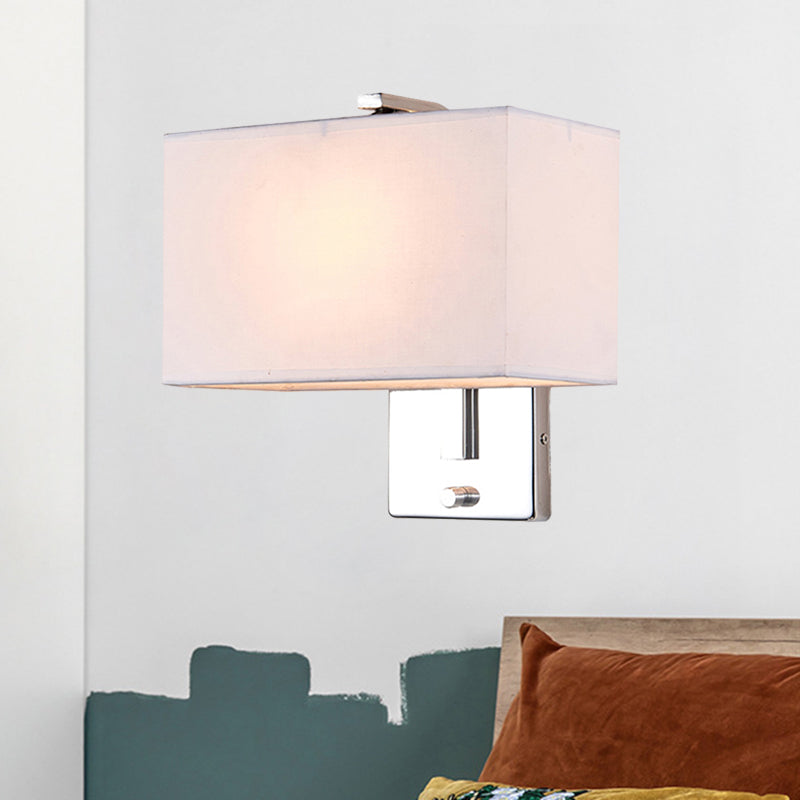 Contemporary Rectangle Wall Light Fixture Fabric LED Wall Sconce Lighting in Chrome for Living Room Clearhalo 'Modern wall lights' 'Modern' 'Wall Lamps & Sconces' 'Wall Lights' Lighting' 1208166