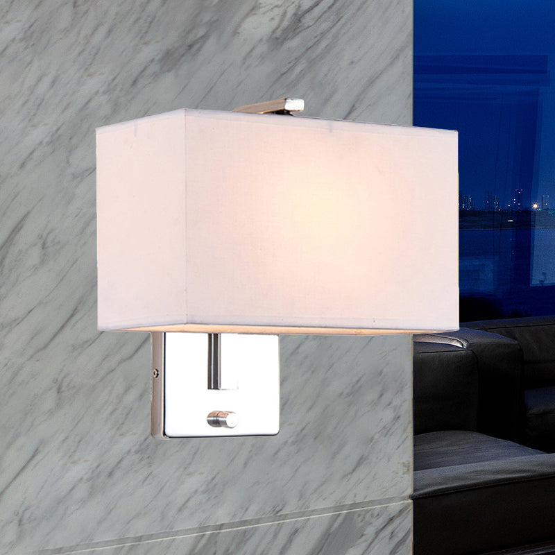 Contemporary Rectangle Wall Light Fixture Fabric LED Wall Sconce Lighting in Chrome for Living Room Clearhalo 'Modern wall lights' 'Modern' 'Wall Lamps & Sconces' 'Wall Lights' Lighting' 1208167