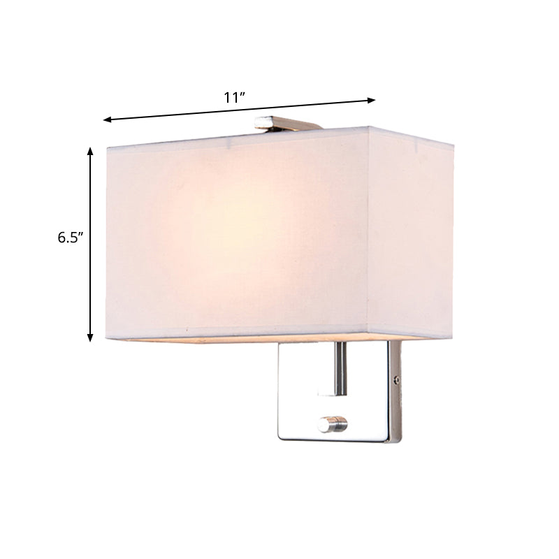 Contemporary Rectangle Wall Light Fixture Fabric LED Wall Sconce Lighting in Chrome for Living Room Clearhalo 'Modern wall lights' 'Modern' 'Wall Lamps & Sconces' 'Wall Lights' Lighting' 1208169