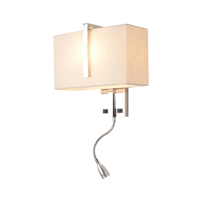 Contemporary Rectangle Wall Light Fixture Fabric LED Wall Sconce Lighting in Chrome for Living Room Clearhalo 'Modern wall lights' 'Modern' 'Wall Lamps & Sconces' 'Wall Lights' Lighting' 1208177