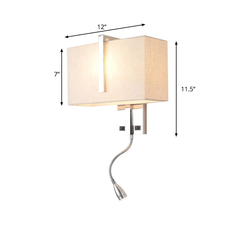 Contemporary Rectangle Wall Light Fixture Fabric LED Wall Sconce Lighting in Chrome for Living Room Clearhalo 'Modern wall lights' 'Modern' 'Wall Lamps & Sconces' 'Wall Lights' Lighting' 1208179