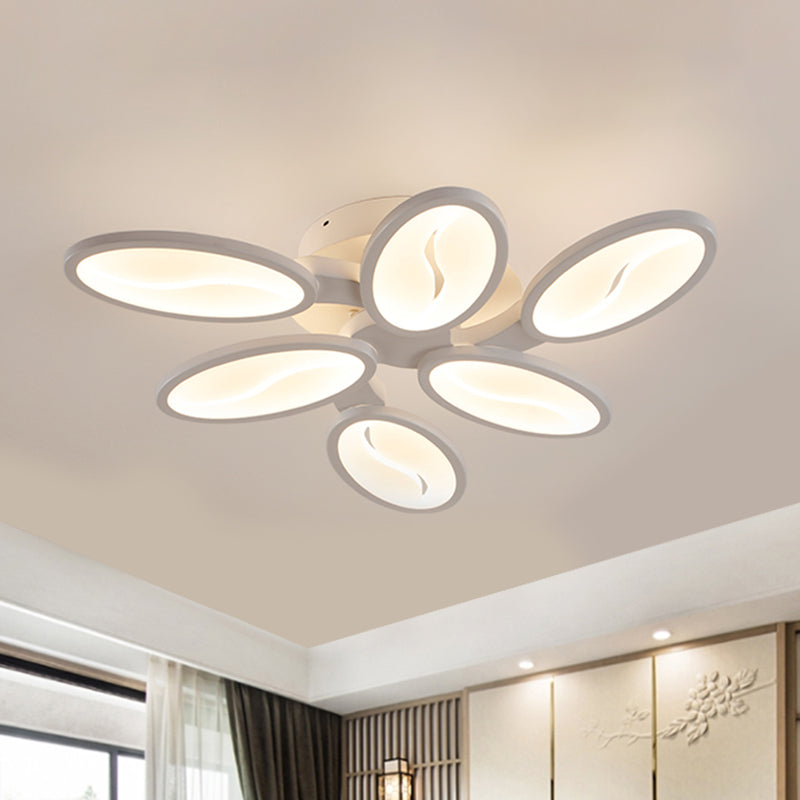 Acrylic Oval Ceiling Light Modern LED 3/6/9 Lights Flush Mount Fixture in Warm/White/Natural Light for Study Room Clearhalo 'Ceiling Lights' 'Close To Ceiling Lights' 'Close to ceiling' 'Semi-flushmount' Lighting' 1208226