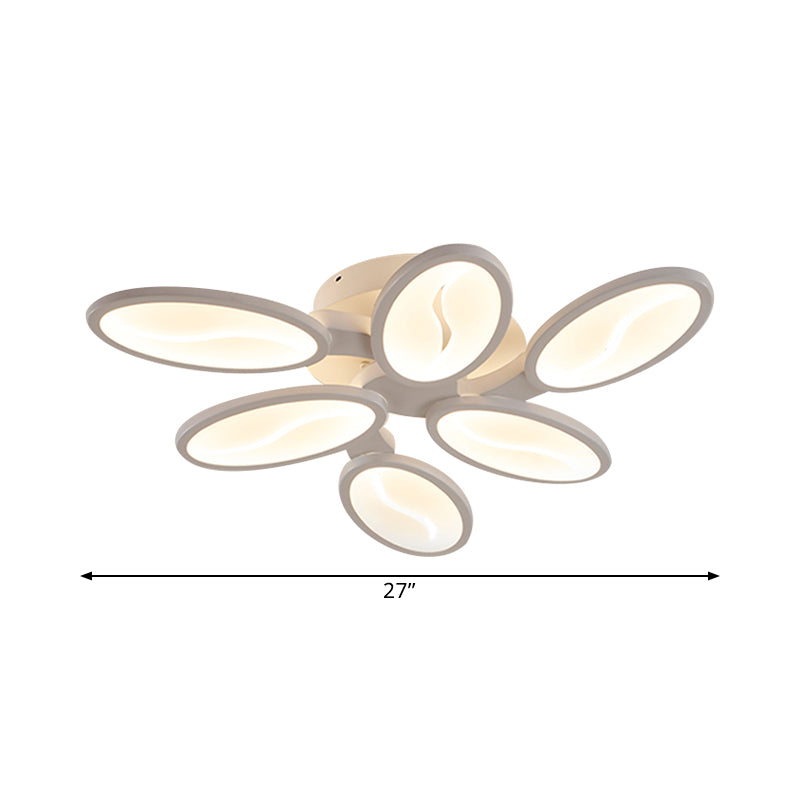 Acrylic Oval Ceiling Light Modern LED 3/6/9 Lights Flush Mount Fixture in Warm/White/Natural Light for Study Room Clearhalo 'Ceiling Lights' 'Close To Ceiling Lights' 'Close to ceiling' 'Semi-flushmount' Lighting' 1208228