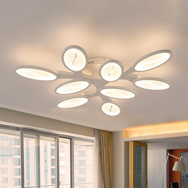 Acrylic Oval Ceiling Light Modern LED 3/6/9 Lights Flush Mount Fixture in Warm/White/Natural Light for Study Room Clearhalo 'Ceiling Lights' 'Close To Ceiling Lights' 'Close to ceiling' 'Semi-flushmount' Lighting' 1208230