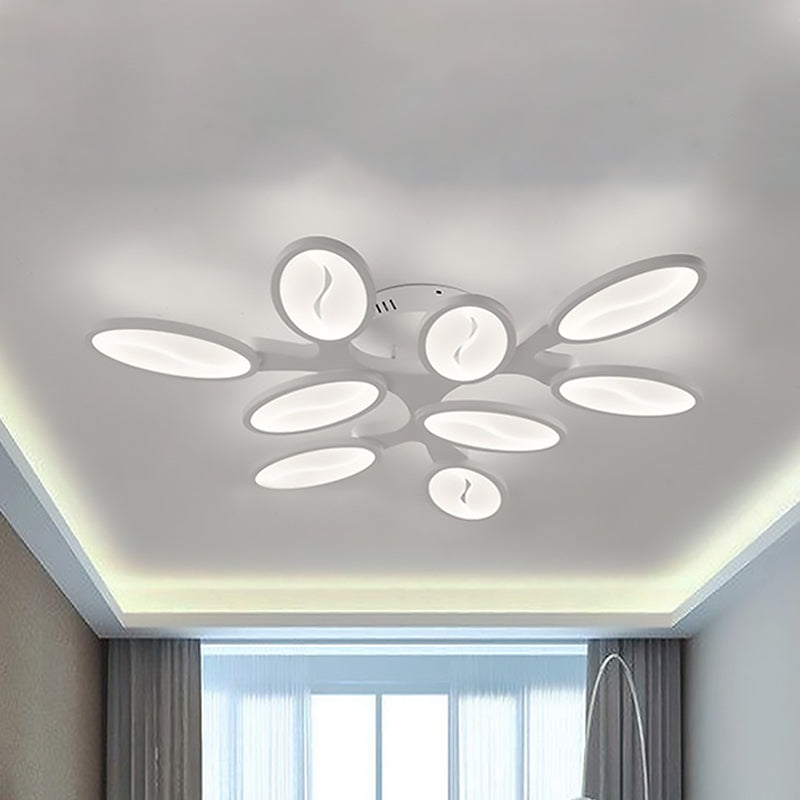 Acrylic Oval Ceiling Light Modern LED 3/6/9 Lights Flush Mount Fixture in Warm/White/Natural Light for Study Room Clearhalo 'Ceiling Lights' 'Close To Ceiling Lights' 'Close to ceiling' 'Semi-flushmount' Lighting' 1208231