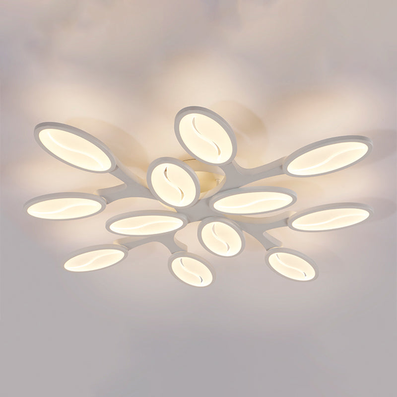 Acrylic Oval Ceiling Light Modern LED 3/6/9 Lights Flush Mount Fixture in Warm/White/Natural Light for Study Room Clearhalo 'Ceiling Lights' 'Close To Ceiling Lights' 'Close to ceiling' 'Semi-flushmount' Lighting' 1208237