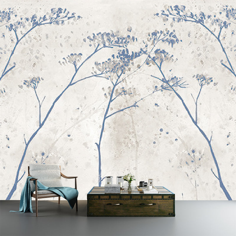 Blue Branchlet Wall Covering Murals Moisture Resistant Wall Decor for Dining Room Clearhalo 'Wall Decor' 'Wall Mural' 1209211