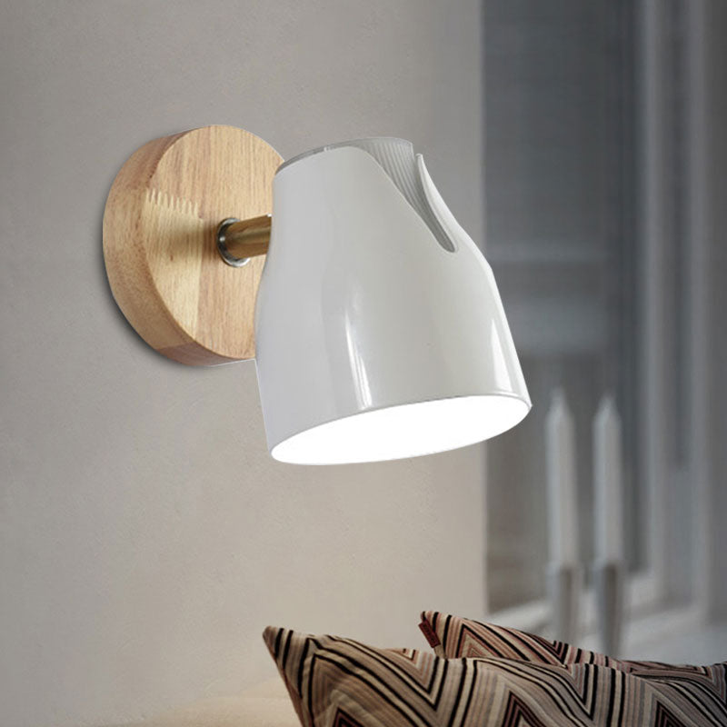 Rotatable Metallic Bud Shade Wall Light Single Light Modern Sconce Light for Kitchen Cloth Shop White Clearhalo 'Modern wall lights' 'Modern' 'Wall Lamps & Sconces' 'Wall Lights' Lighting' 1209635