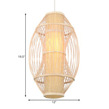 Beige Oblong Shade Hanging Pendant Light Contemporary 1 Head Bamboo Hanging Lamp for Kitchen Clearhalo 'Ceiling Lights' 'Pendant Lights' 'Pendants' Lighting' 121008