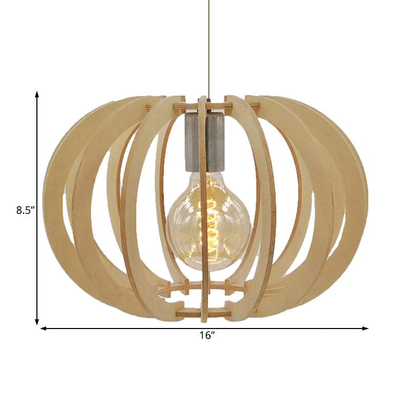 Contemporary Round Drum Pendant Light Wood 1 Light Restaurant Hanging Light Fixture in Beige Clearhalo 'Ceiling Lights' 'Modern Pendants' 'Modern' 'Pendant Lights' 'Pendants' Lighting' 121081