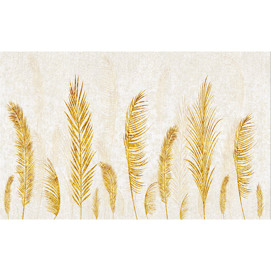 Yellow Feather Pattern Murals Wallpaper Moisture Resistant Contemporary Home Wall Decor Clearhalo 'Wall Decor' 'Wall Mural' 1211504