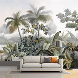 Tropical Plant Island Wall Mural Decal Green Water Resistant Wall Art for Living Room Clearhalo 'Wall Decor' 'Wall Mural' 1211515